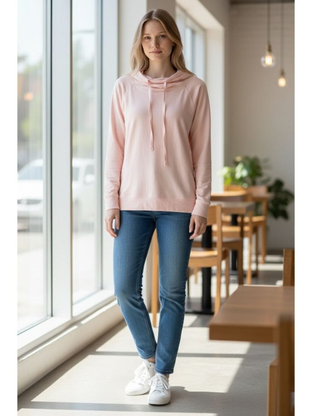 Gillian & O'Malley Women's Light Peach Long-Sleeve Hoodie With Drawstring